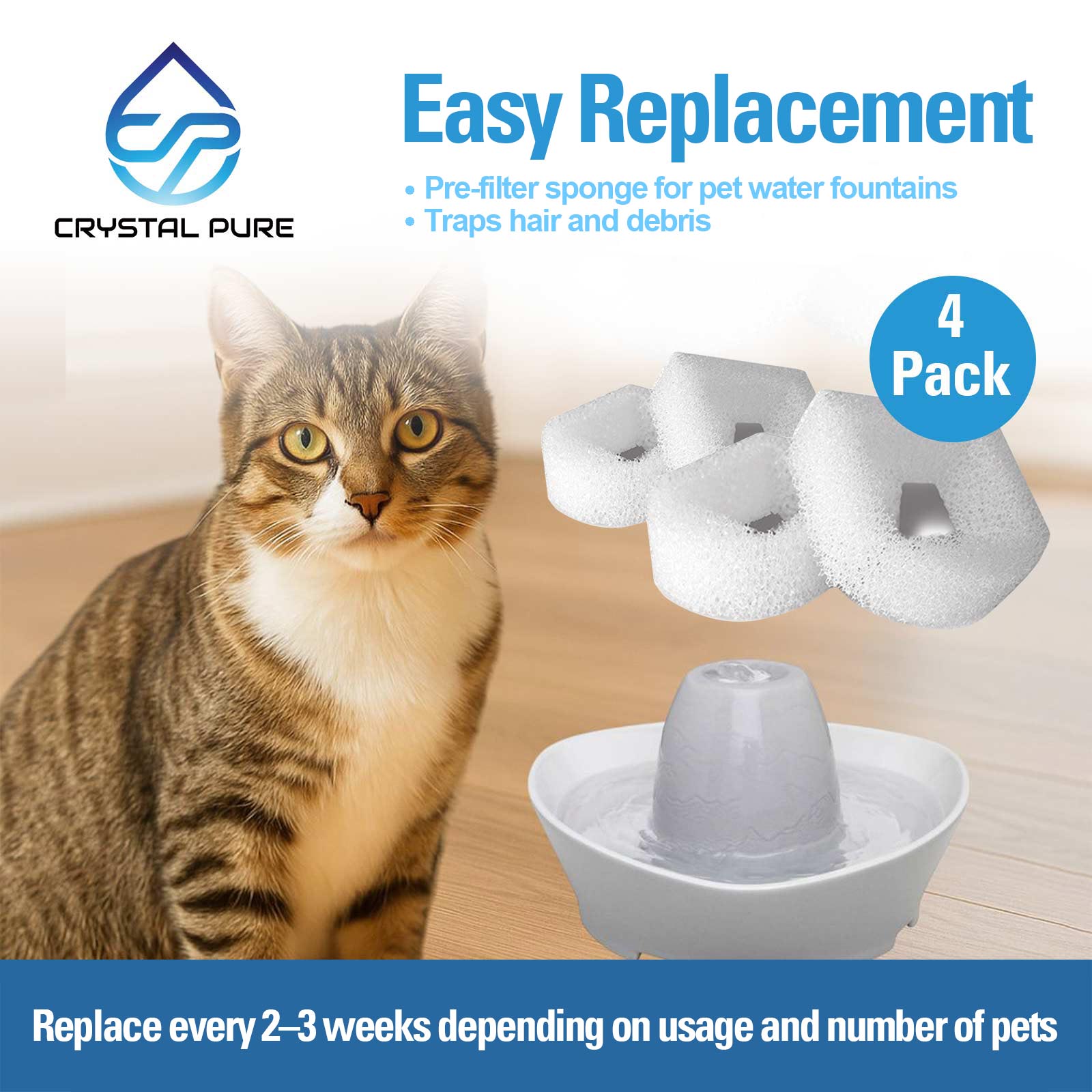 Replacement Foam Filters for PetSafe PAC19-14089 Pet Water Fountains