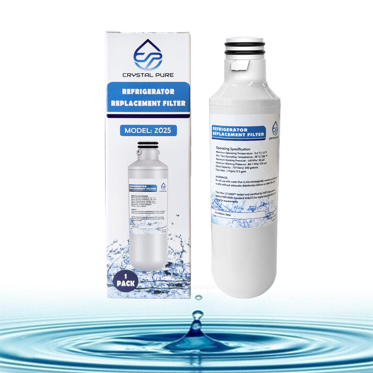 Refrigerator Water Air Filter Replacement for LG MDJ64844601 GF-D708BSL