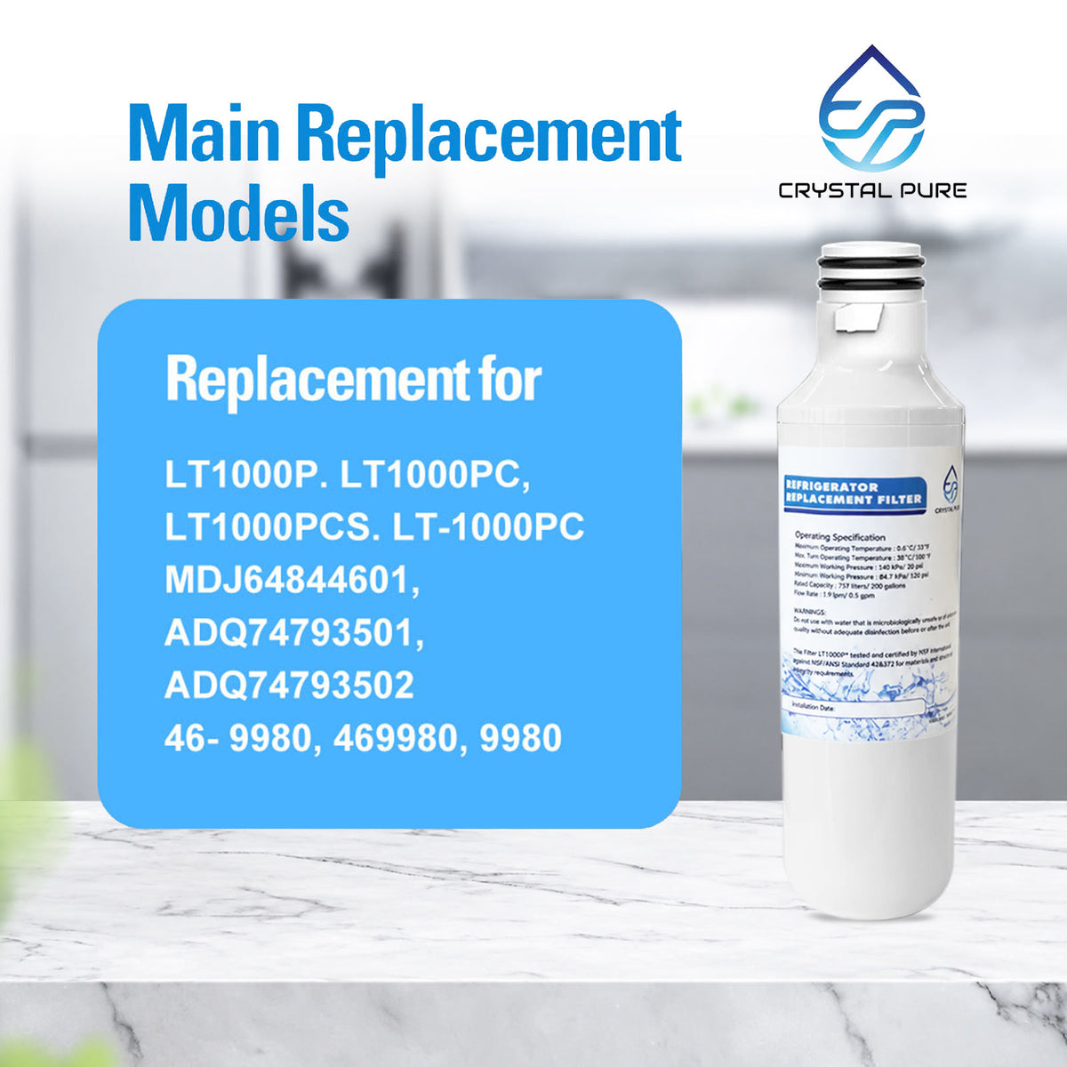 Refrigerator Water Air Filter Replacement for LG LT1000P LT1000PC