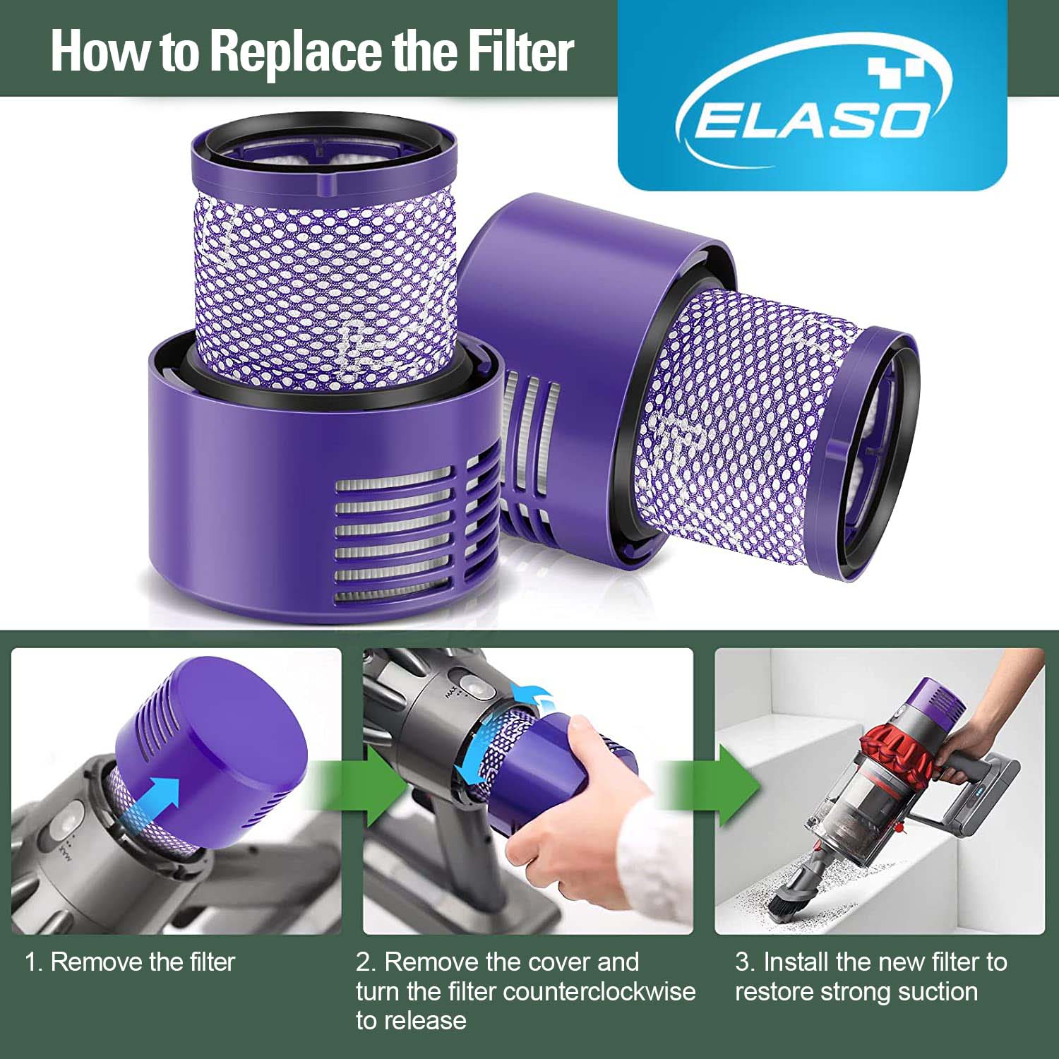 Replacement Battery & Washable Filters for Dyson V10 SV12 969352-02