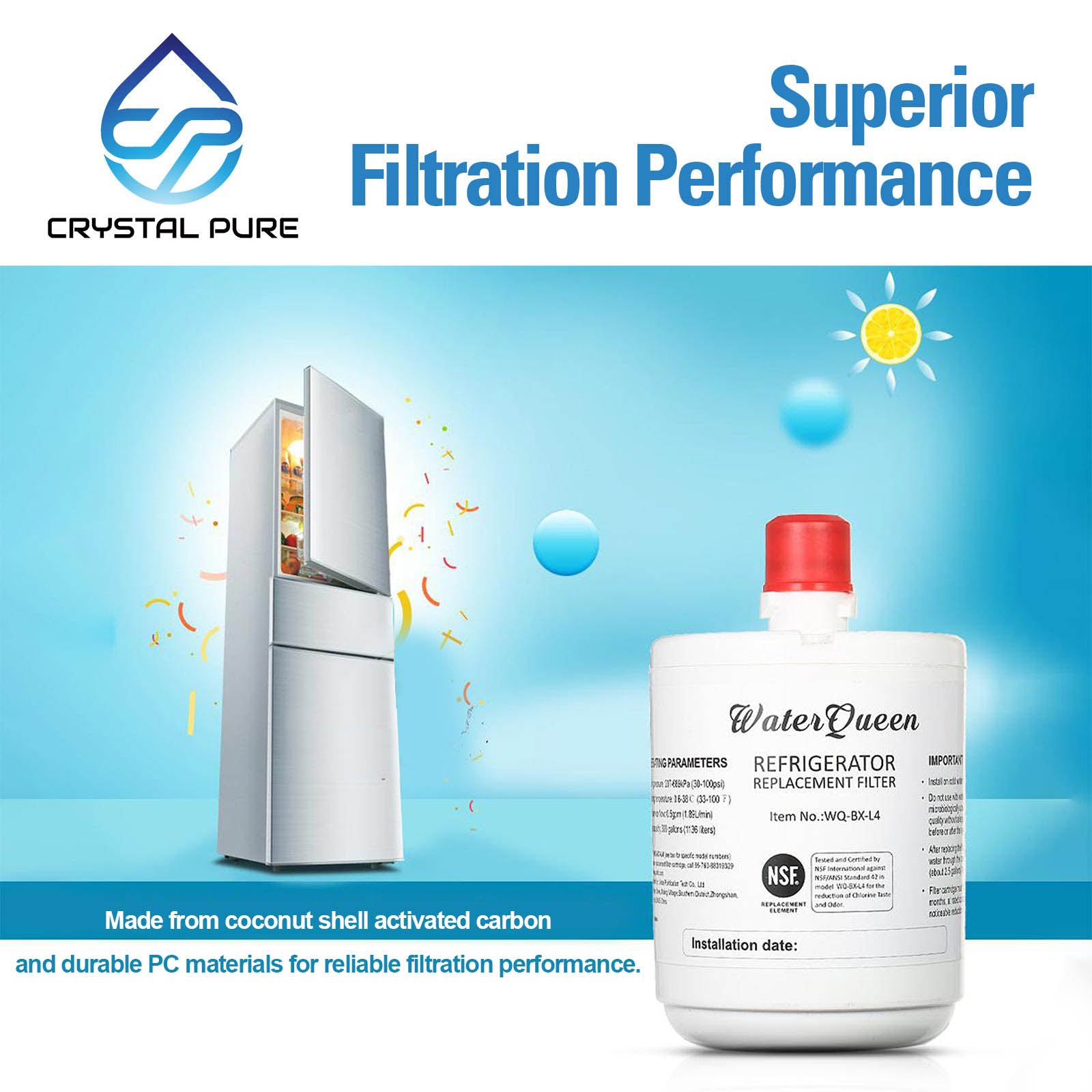Refrigerator Water Filter Replacement for LG Fridge LT500P LT-500P