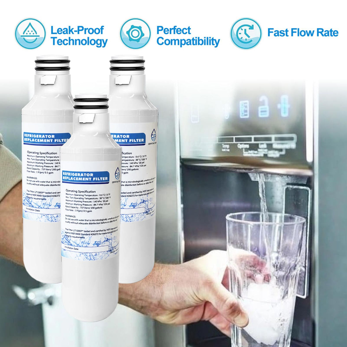 Refrigerator Water Air Filter Replacement for LG ADQ74793501 ADQ747935