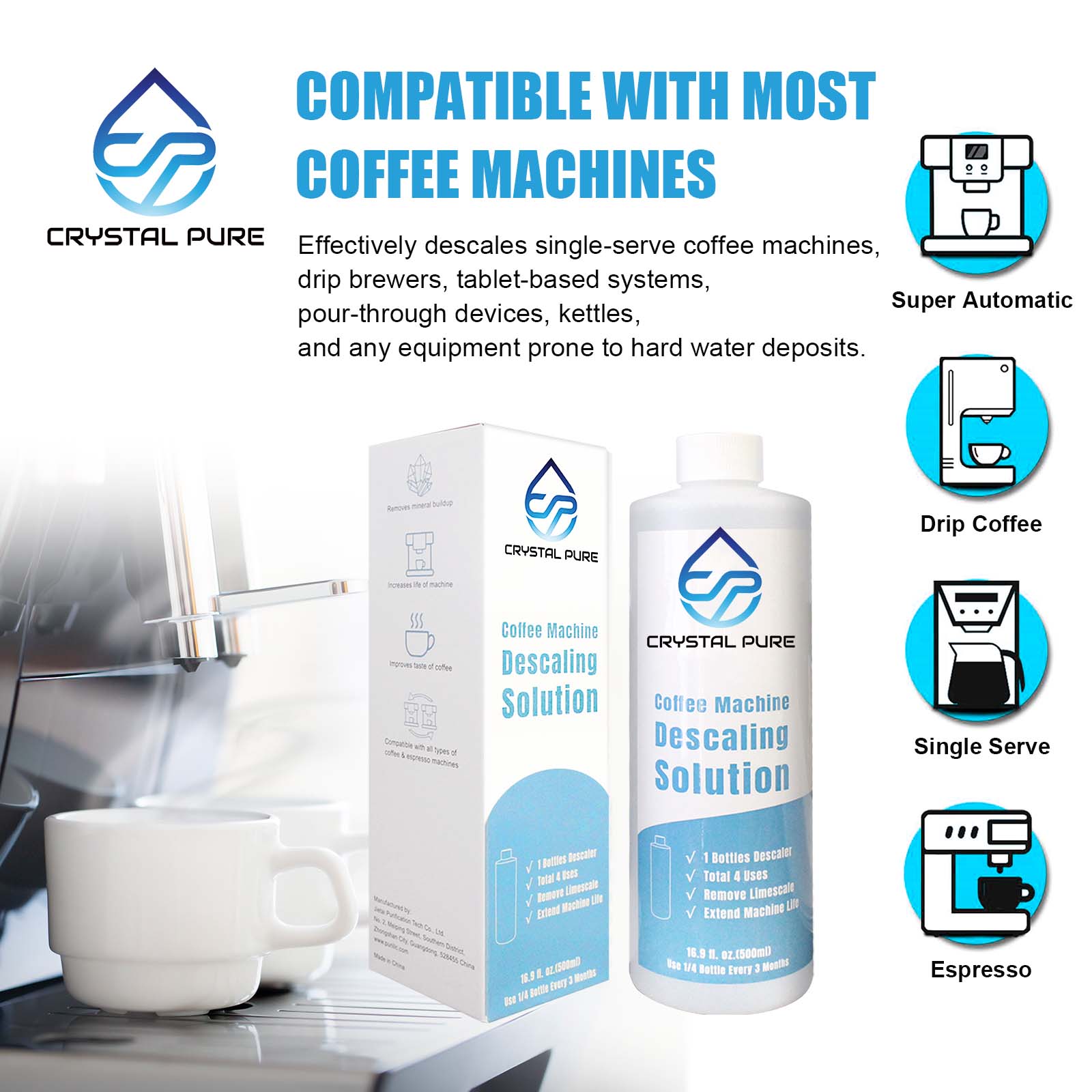 Liquid Descaler Cleaner Descale Descaling Solution for Coffee Machines