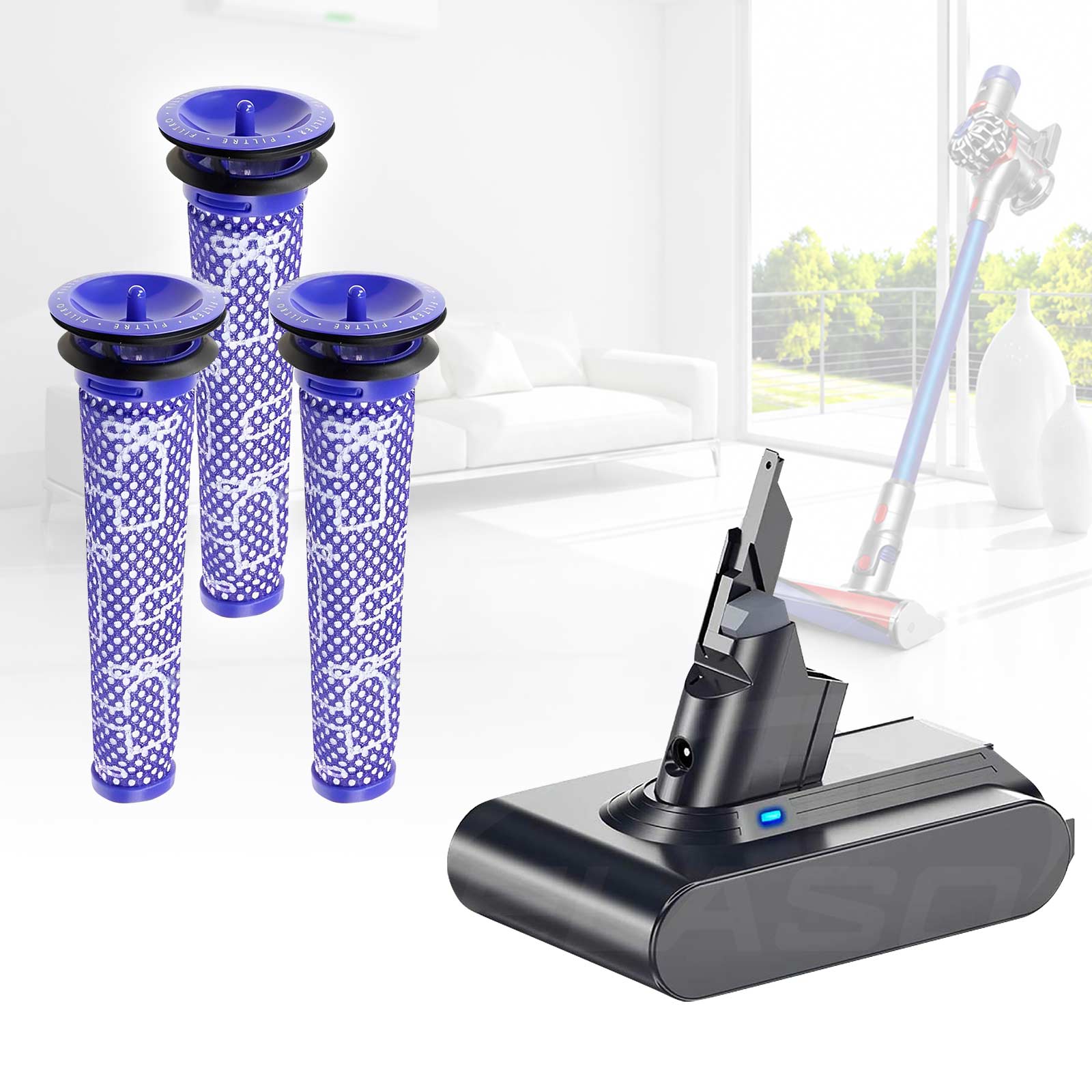 Replacement Battery & Pre Filter for Dyson V7 SV11 968670-03