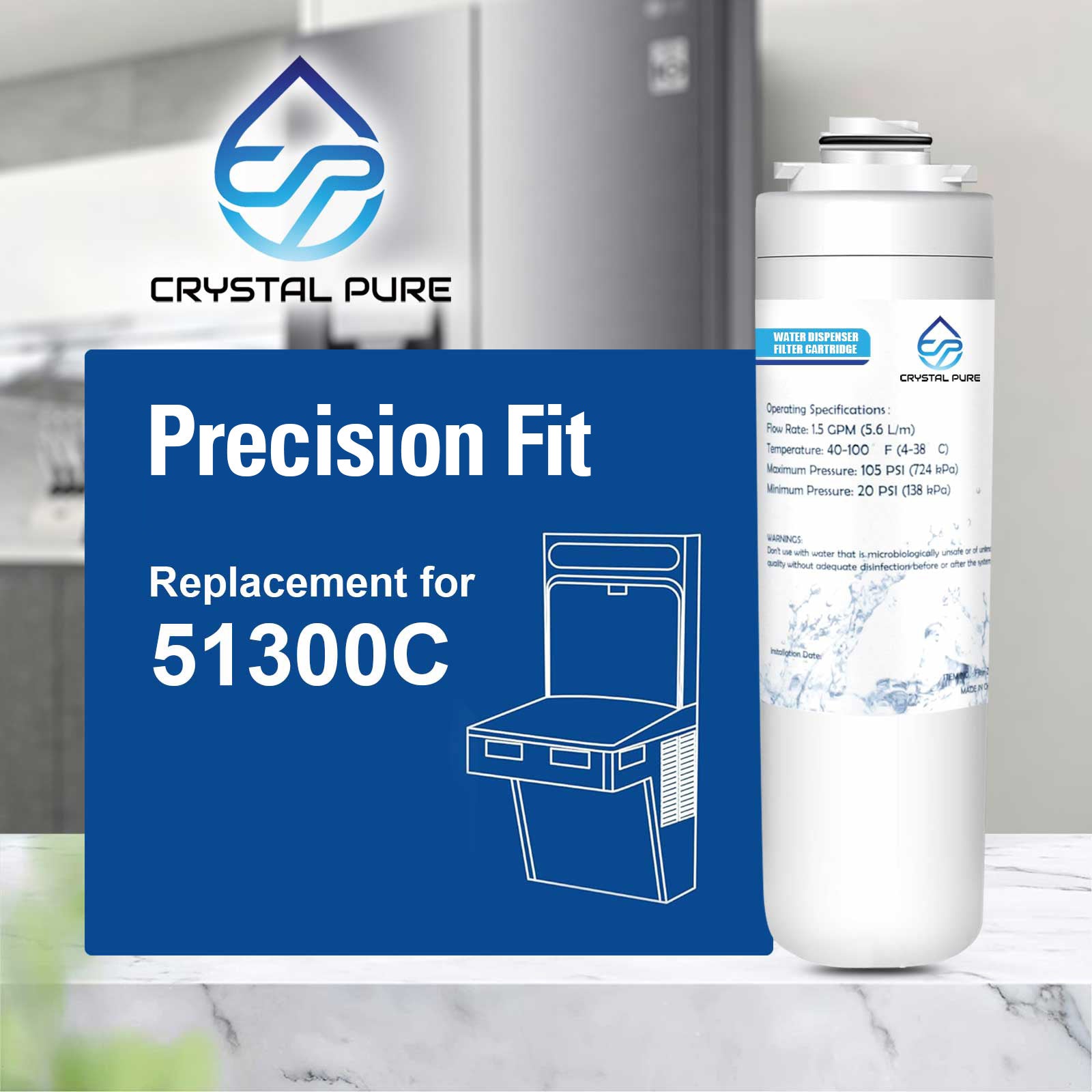 Replacement Water Filter for Elkay 51300C ezH2O Halsey Taylor 55898C